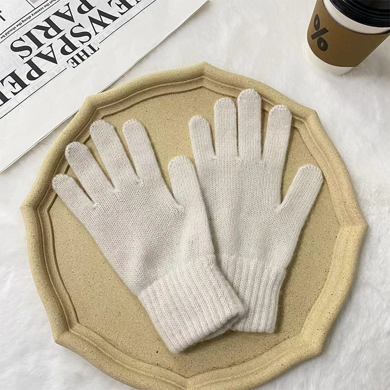 Sarung Tangan Rajut Wol Poliester Hangat Warna Solid